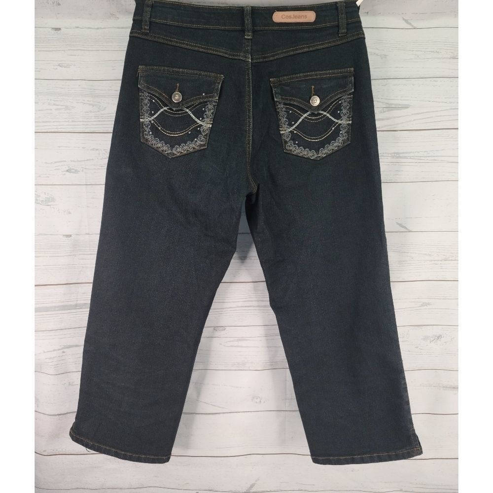 Cosjeans 6Capri Jeans Blue Dark Wash Embroidered